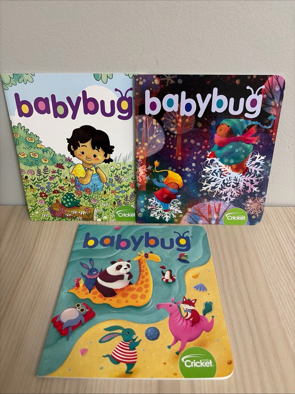 babybug Board Book Set - Colorful Blue, Green & Purple Covers